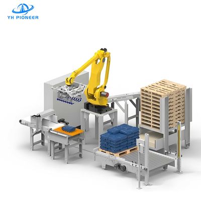 Buen precio Palletizador automático de bolsas con marco de acero para fertilizantes de gran volumen y bolsas de cemento en línea